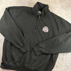 Ohio State Buckeyes Pullover Mens Large Black Long Sleeve NCAA 1/4 Zip Sweater